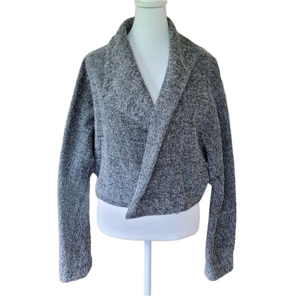 Anny & Adi Jacobson Tweed Open Front Jacket Gray Large Preppy Classic - Picture 5 of 8